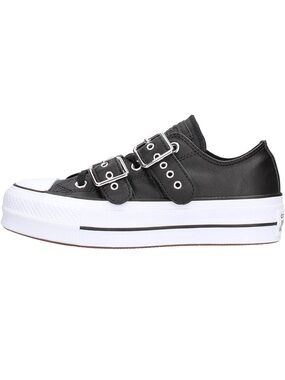 [US8]Converse Girl's Chuck Taylor CTAS Lift Buckle Ox Low-Top Sneakers Black
